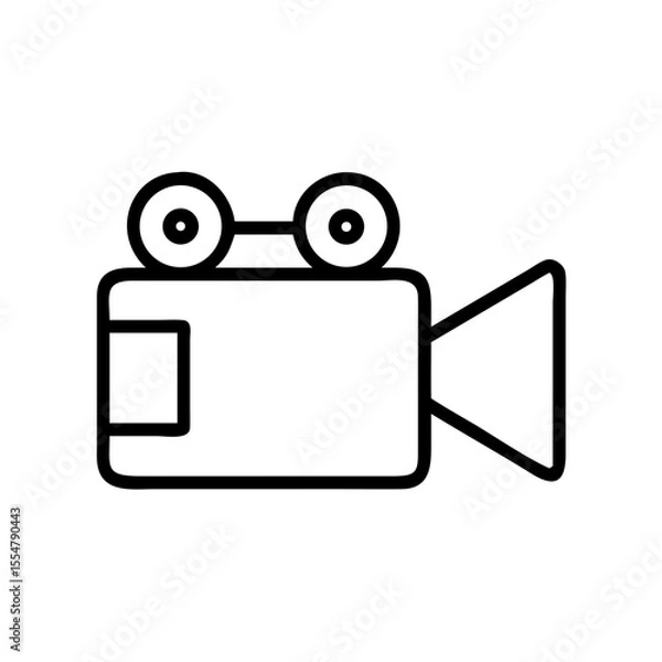 Fototapeta Solid black vector icon of a video camera, symbolizing filming, video recording, and media production. Clean, bold design on a transparent background