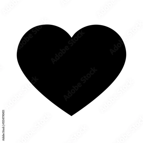 Fototapeta Solid black vector icon of a heart, symbolizing like, love, and positive emotion. Clean, bold design on a transparent background.