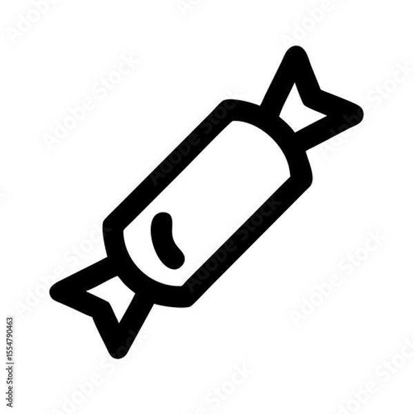 Fototapeta Minimalist black outline vector icon of a wrapped candy, symbolizing sweets, treats, and confectionery. Clean design on a transparent background