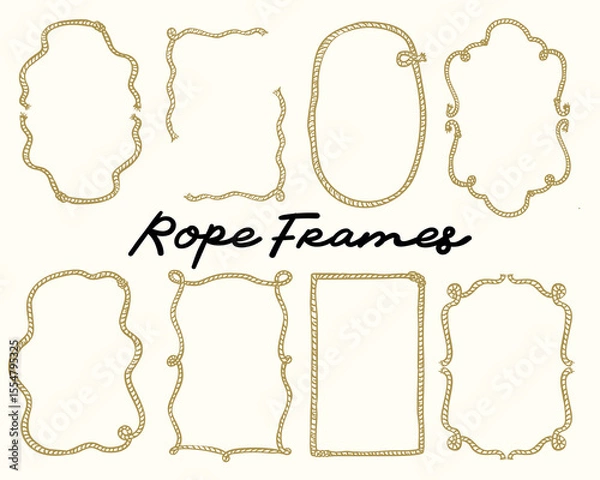 Fototapeta Retro rope whimsical vector frames set