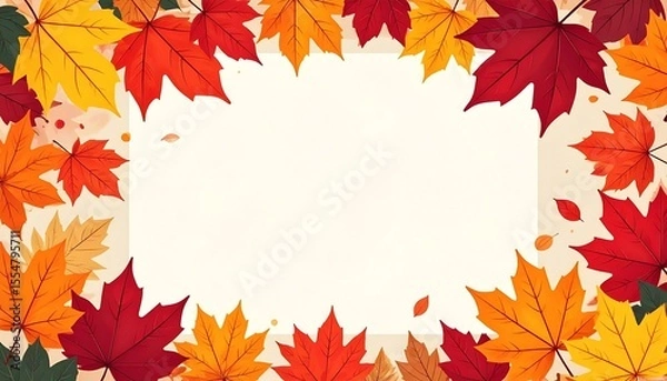 Fototapeta ホワイトスペースが真ん中にあり秋をイメージしたカラーリングの紅葉