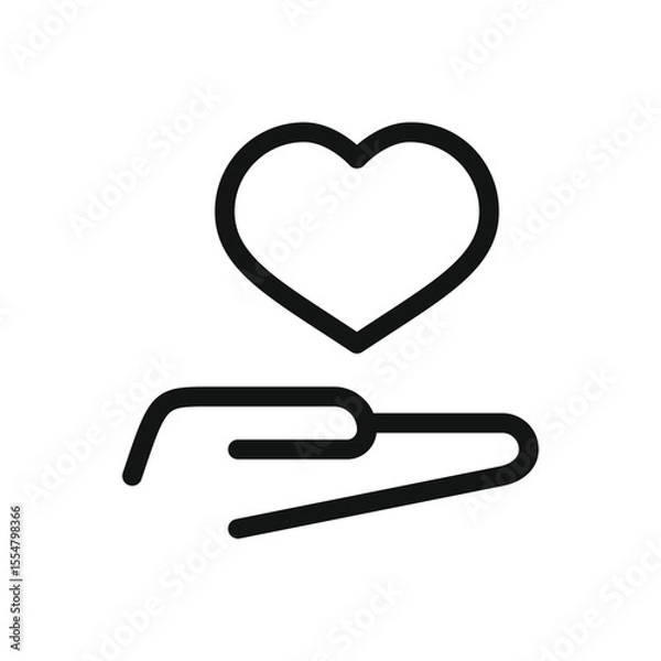 Obraz Hand with heart line icon, health care vector symbol with editable stroke