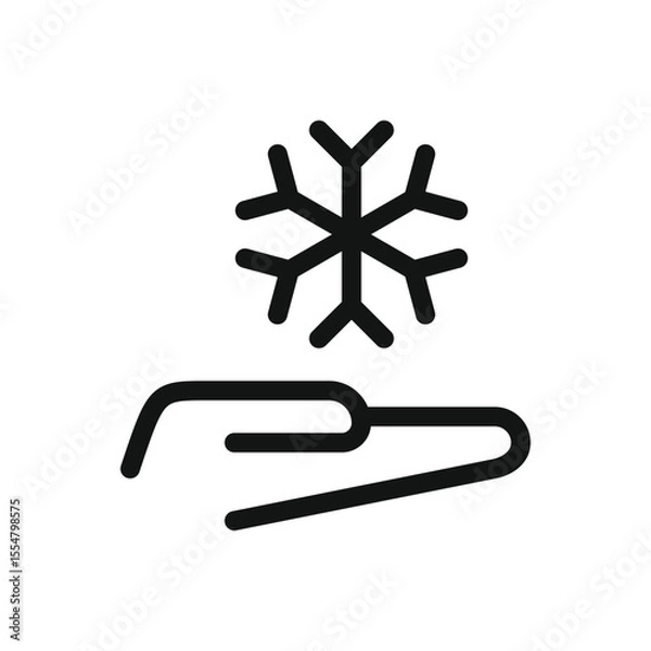 Obraz Snowflake hand line icon, frozen hand vector symbol with editable stroke