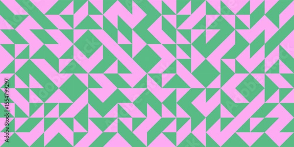 Fototapeta Triangles geometric seamless pattern in vintage mid-century style. Simple flat vector background.