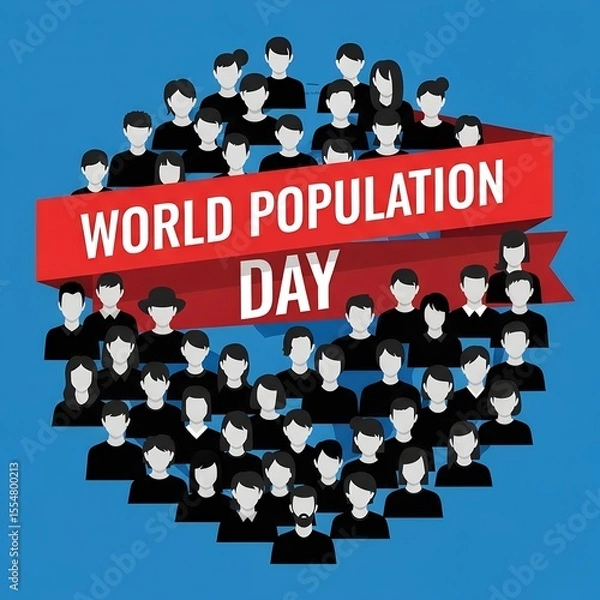 Fototapeta Celebrating World Population Day A Diverse Crowd United Under a Banner of Global Awareness and Demographic Significance