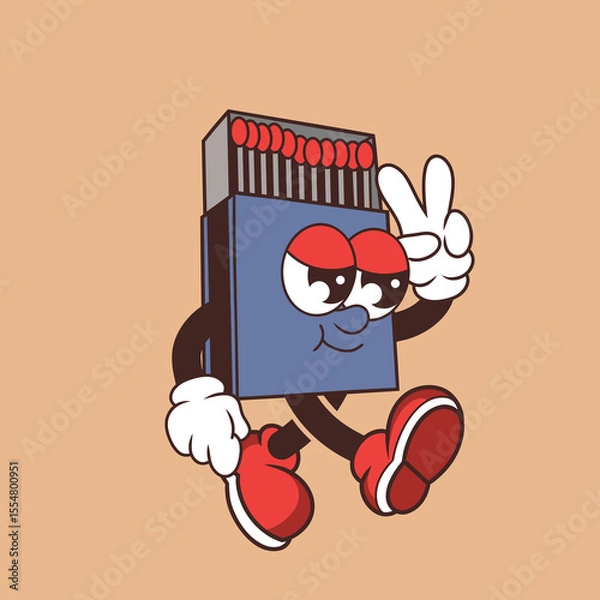 Fototapeta Retro character design of cool matchbox