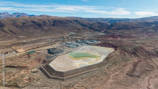 Fototapeta Aerial view of open-pit silver mining in Jujuy, Argentina.