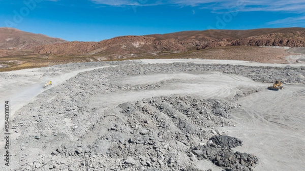 Fototapeta Aerial view of an open-pit borax mine in Jujuy, Argentina.