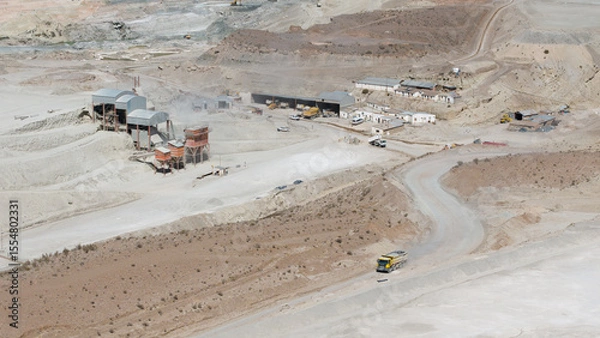 Fototapeta Aerial view of an open-pit borax mine in Jujuy, Argentina.