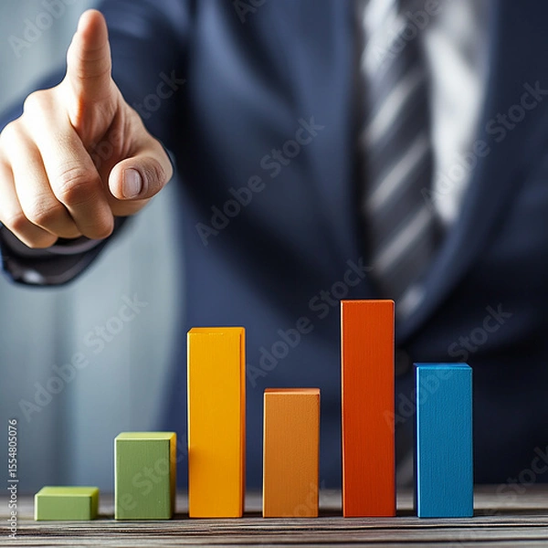 Fototapeta Business Professional Presenting Data Analysis on Bar Graph made with generative AI