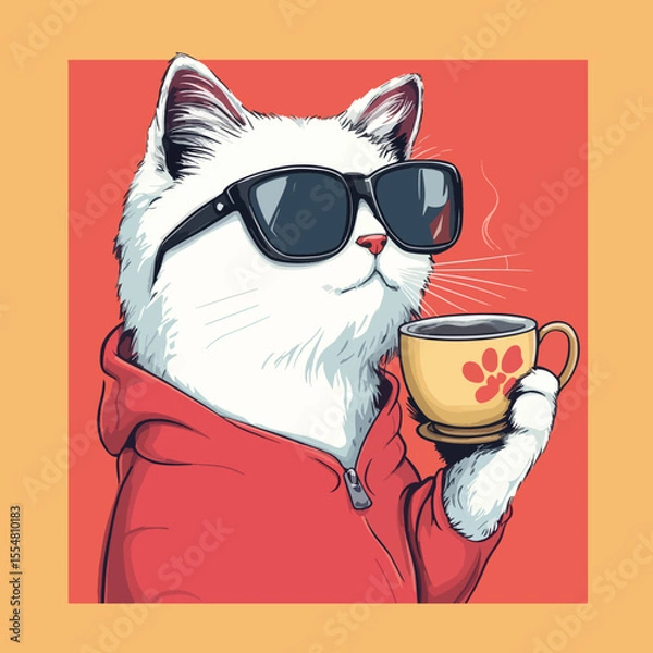 Obraz  Funny Cat Meme with Sunglasses