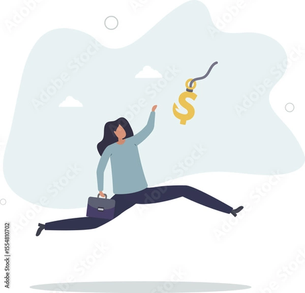 Fototapeta Financial fraud, illegal investment scam or ponzi scheme stealing money from greedy people concept. character life .