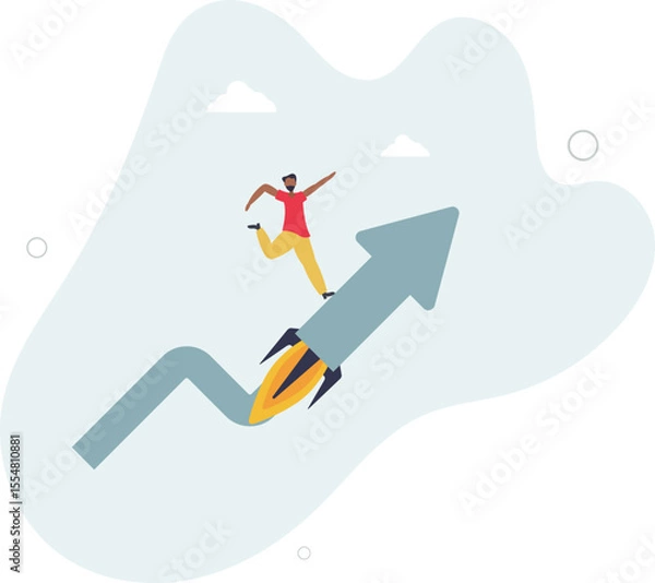Fototapeta Investment growth boosting profit earning, increase market return or boost growth, growing fast, startup launch project or improvement concept. character life .