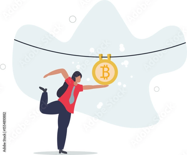 Fototapeta Bitcoin and cryptocurrency using for money laundering or payment in dark market, financial crime or criminal ransom pay concept. character life .