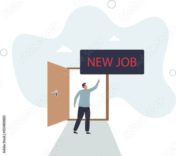 Fototapeta New job challenge, make decision for new opportunity in work or career development concept. character life .