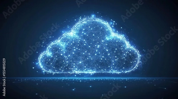 Fototapeta Hyper-Detailed Digital Cloud Network with Shimmering Holographic Patterns