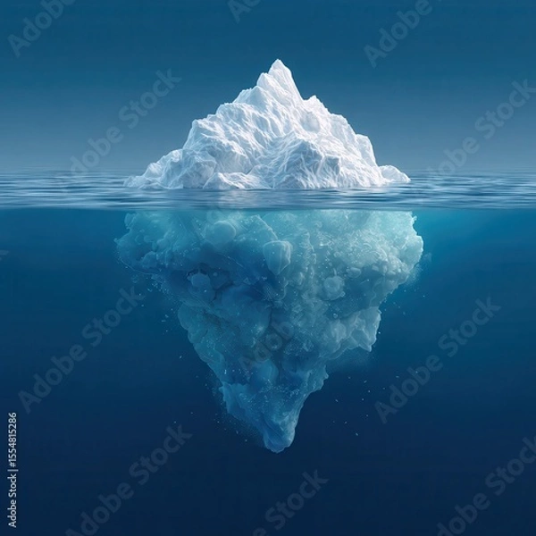 Fototapeta Iceberg illustration. Visible tip represents profit hidden costs below waterline. Metaphor for business risks, unseen challenges, financial planning. Visual concept for investment.