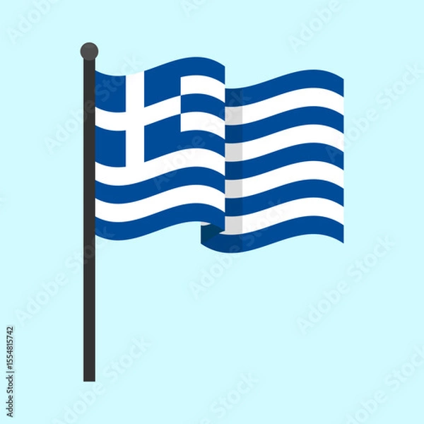 Obraz Waving Greek flag on flagpole
