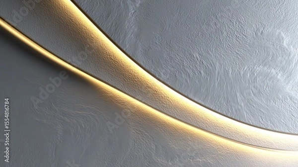 Fototapeta Venetian plaster background with soft symmetric curved line, 3d rendering illustration of abstract futuristic Venetian plaster subtle minimal simple interior space design with.