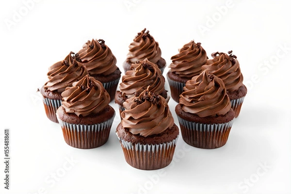Obraz Tasty chocolate cupcakes on white background