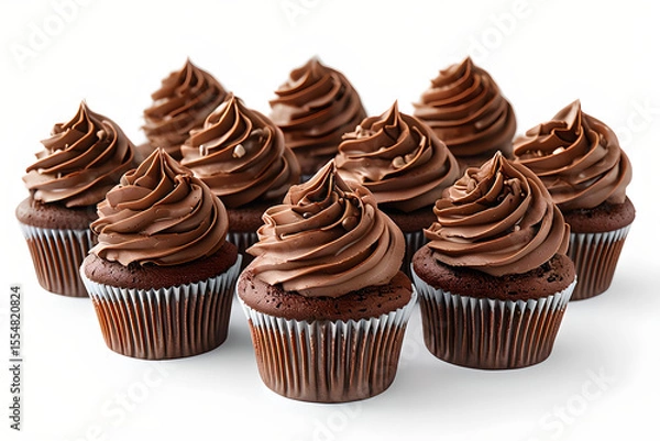 Obraz Tasty chocolate cupcakes on white background
