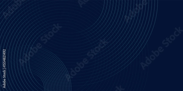 Fototapeta Abstract blue glowing geometric lines on dark blue background art. Modern shiny blue circle lines pattern modern good