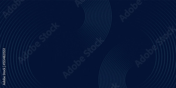 Fototapeta Abstract blue glowing geometric lines on dark blue background art. Modern shiny blue circle lines pattern modern