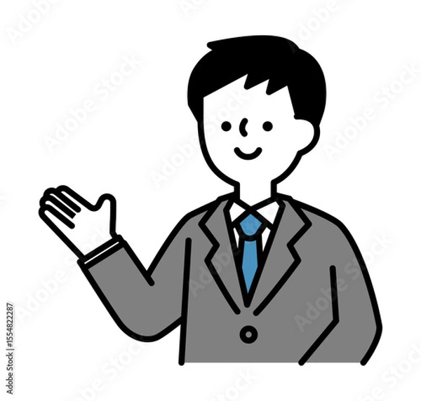 Obraz 笑顔で話すスーツのビジネスパーソンの男性のベクターイラスト