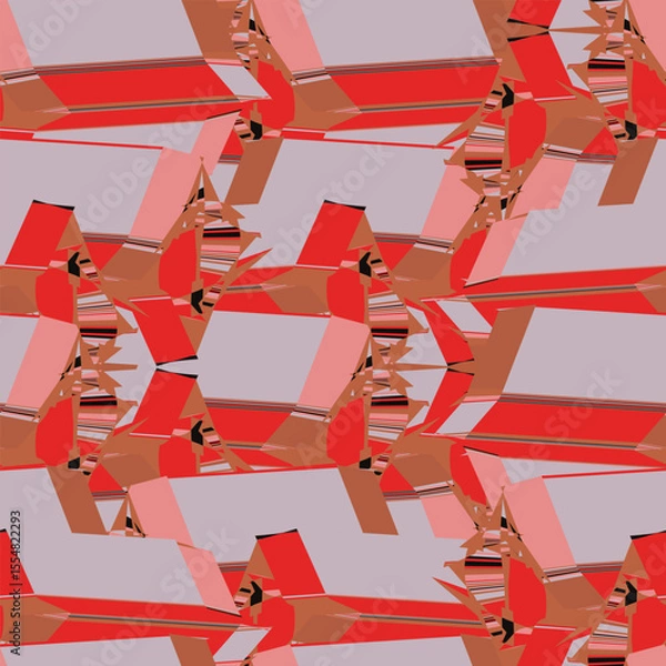Fototapeta Dynamic Geometric Abstract Pattern in a trendy red and terracotta palette are perfect for fashion, textiles, decor, and branding.