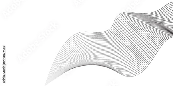 Fototapeta Abstratc particles halftone black gradient curve shape isolated on white background art. Vector in concept of technology  science  music wave