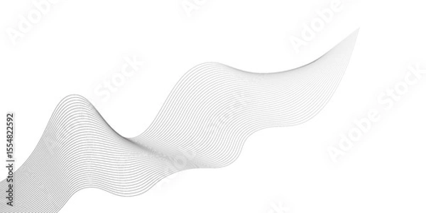 Fototapeta Abstratc particles halftone black gradient curve shape isolated on white background art. Vector in concept of technology  science  music wave modern