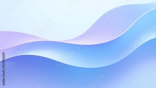 Fototapeta Abstract flowing waves in soft blue and purple gradient background. Generative Ai.