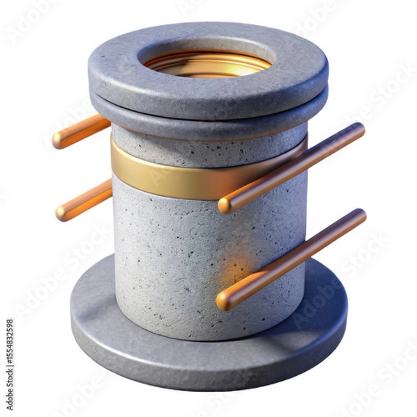 Obraz 3d abstract cylindrical object isolated on transparent background