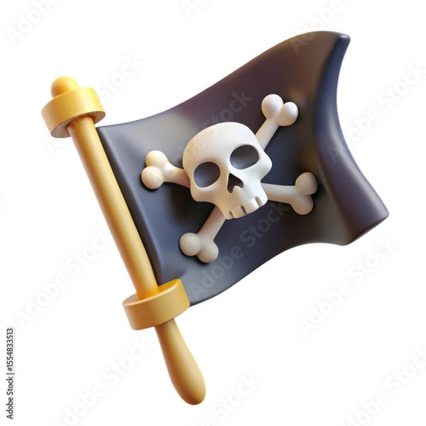 Obraz 3d pirate flag isolated on transparent background