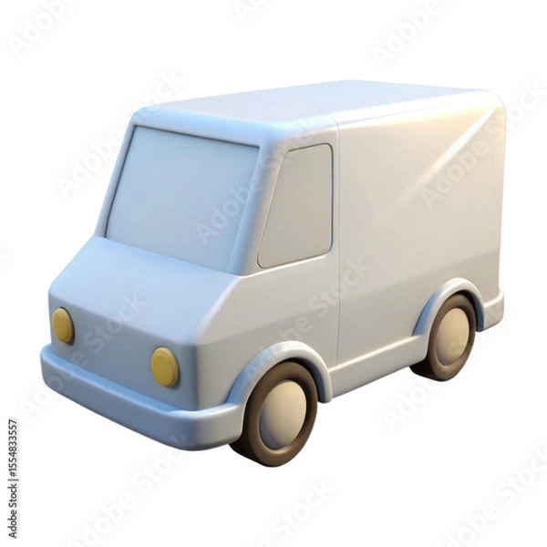 Obraz 3d white van isolated on transparent background