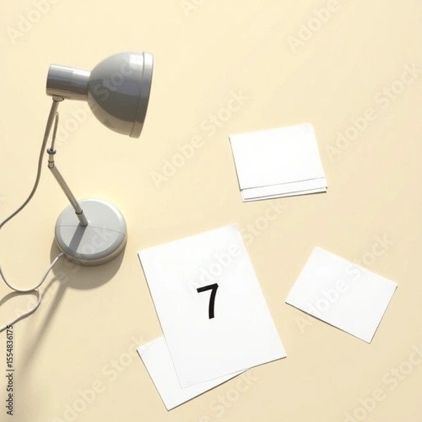 Obraz office desk lamp and blank paper