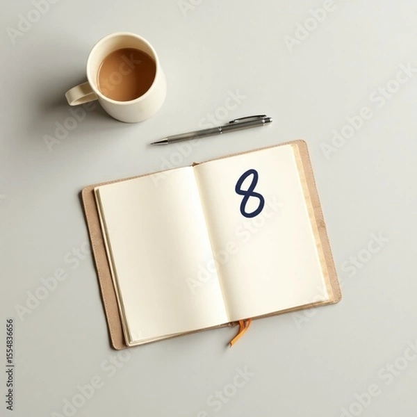 Obraz cup of coffee and notebook