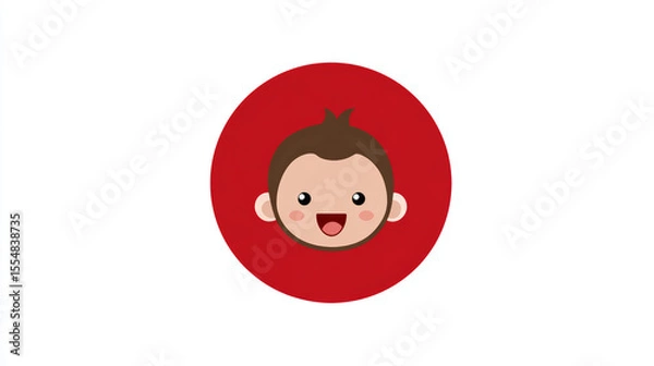 Fototapeta Baby avatar with one tooth smiling inside a circular design, perfect for playful child-themed graphics