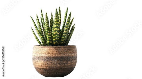 Obraz Small indoor plant in decorative pot Transparent background, PNG file