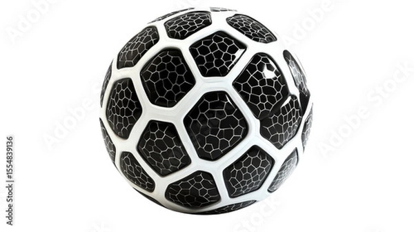 Obraz Soccer ball with black and white hexagons, Transparent background, PNG file