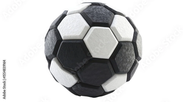 Obraz Soccer ball with black and white hexagons, Transparent background, PNG file