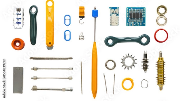 Obraz Soldering tools and electronic repair parts, Transparent background, PNG file