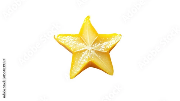 Obraz Starfruit (carambola) sliced to show star shape, glossy yellow skin, Transparent background, PNG file