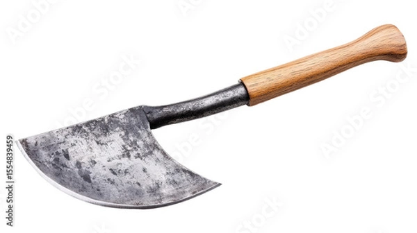 Obraz Steel sickle with wooden handle Transparent background, PNG file