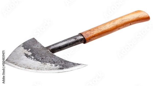 Obraz Steel sickle with wooden handle Transparent background, PNG file