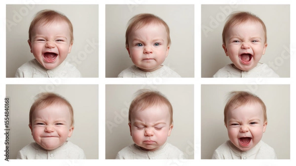 Obraz Emotive visuals portraying various facial expressions of infants
