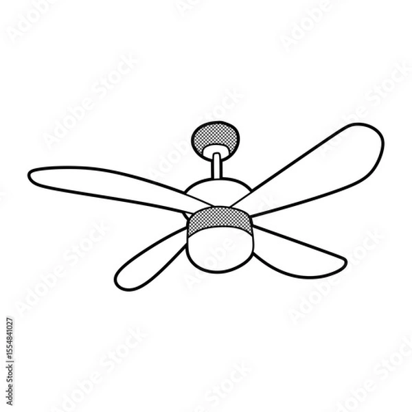 Fototapeta hanging fan with lights simple line art