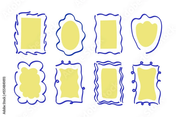 Obraz Coloured Frames border hand drawn. Elegant emblems in sketch style. Set with abstract ornamental template background. Vector illustration. Stamp cards for design, flyer, birthday. Backdrop for text