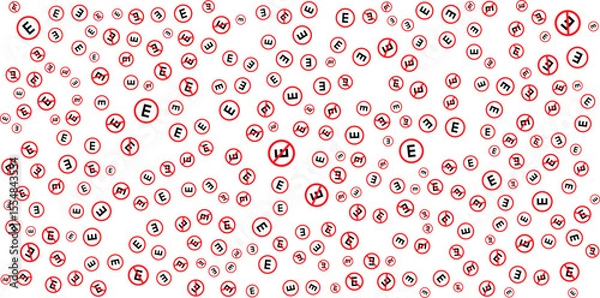Fototapeta Abstract Pattern of Red Prohibition Signs with Letter E.