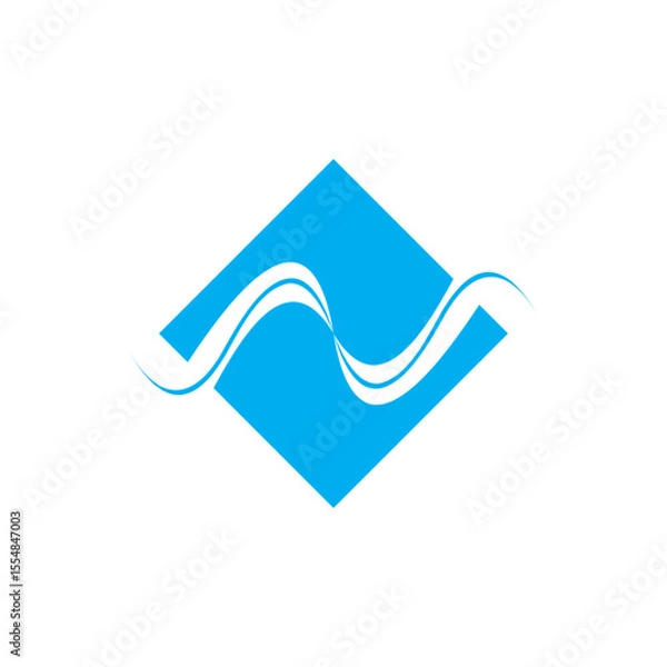 Fototapeta letter n waves squares ribbon simple logo vector